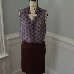 Cabi Fan Blouse Size S Art Deco Style Sheer